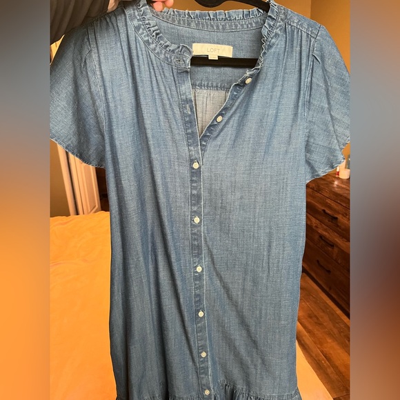LOFT Blue Chambray Button Down Dress - Picture 5 of 5